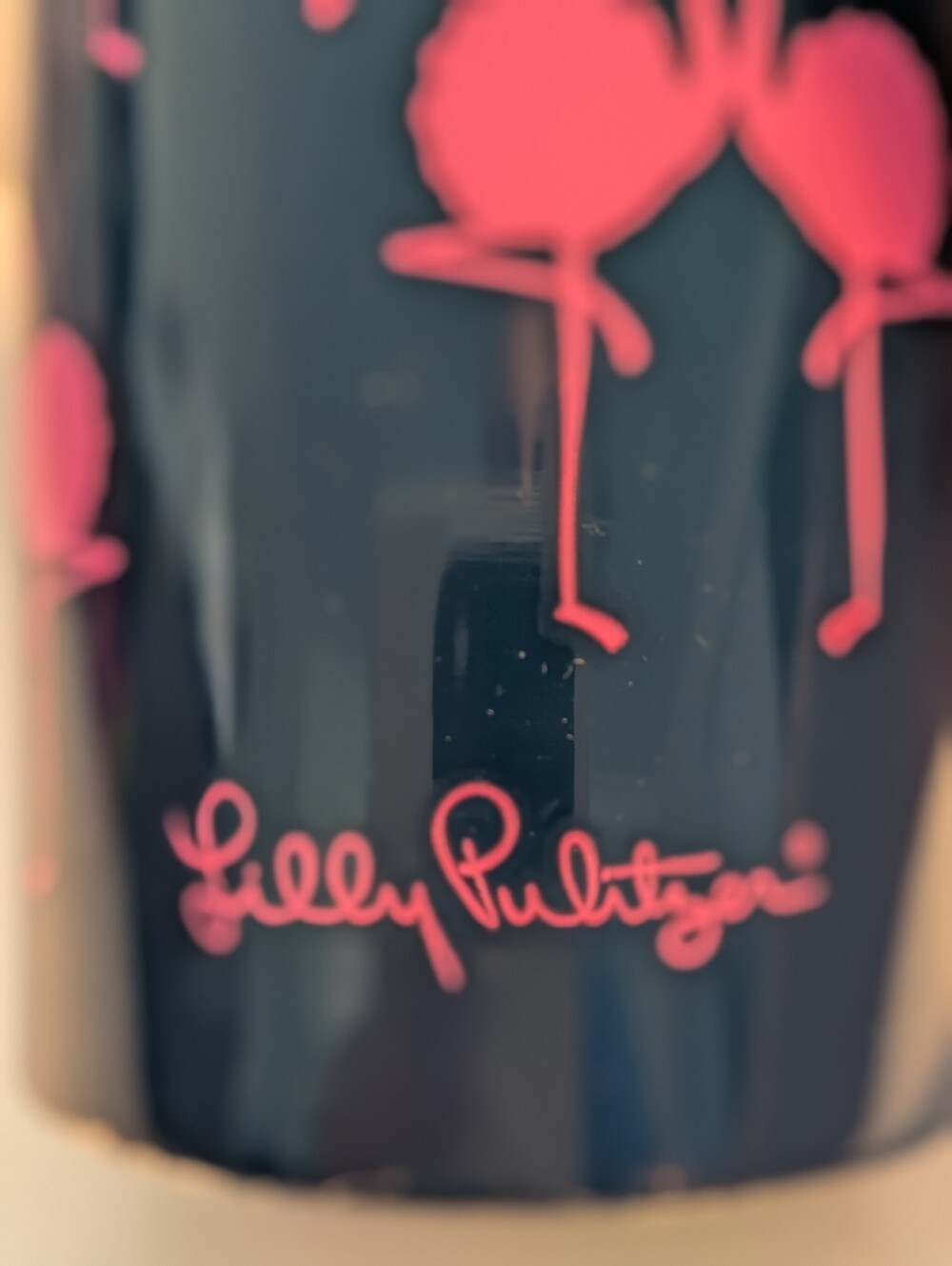 Lilly Pulitzer Navy Bottle with Pink Flamingo Print - Picture 2 of 6